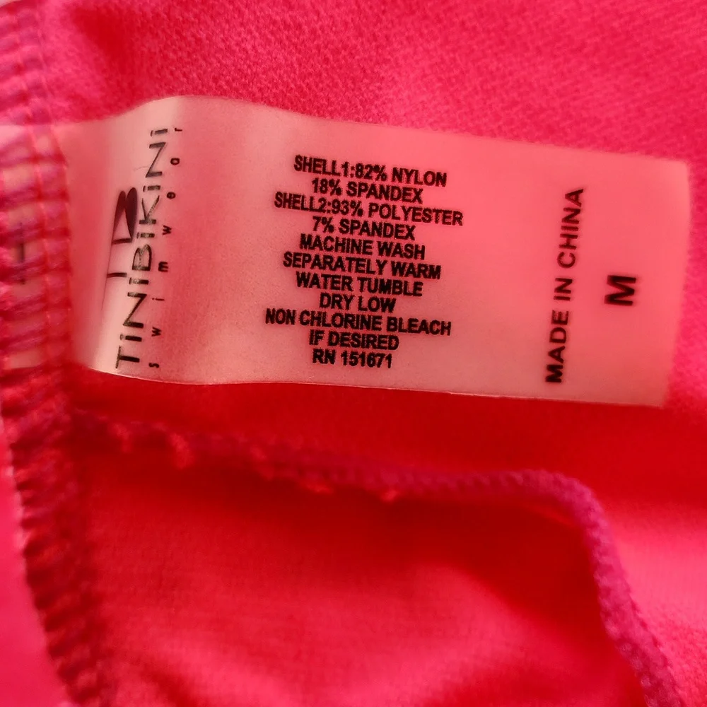 TINIBIKINI Swimwear 2 Pc Swimsuit Crop Top And Bottom Neon Floral M - Picture 9 of 12